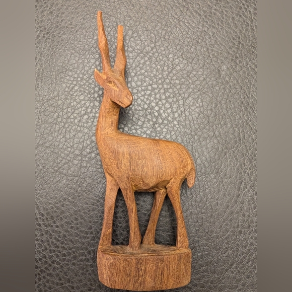 Vintage Gazelle Hand Carved Wood Art Decor Sculpture Trinket MCM African Safari - Picture 5 of 9